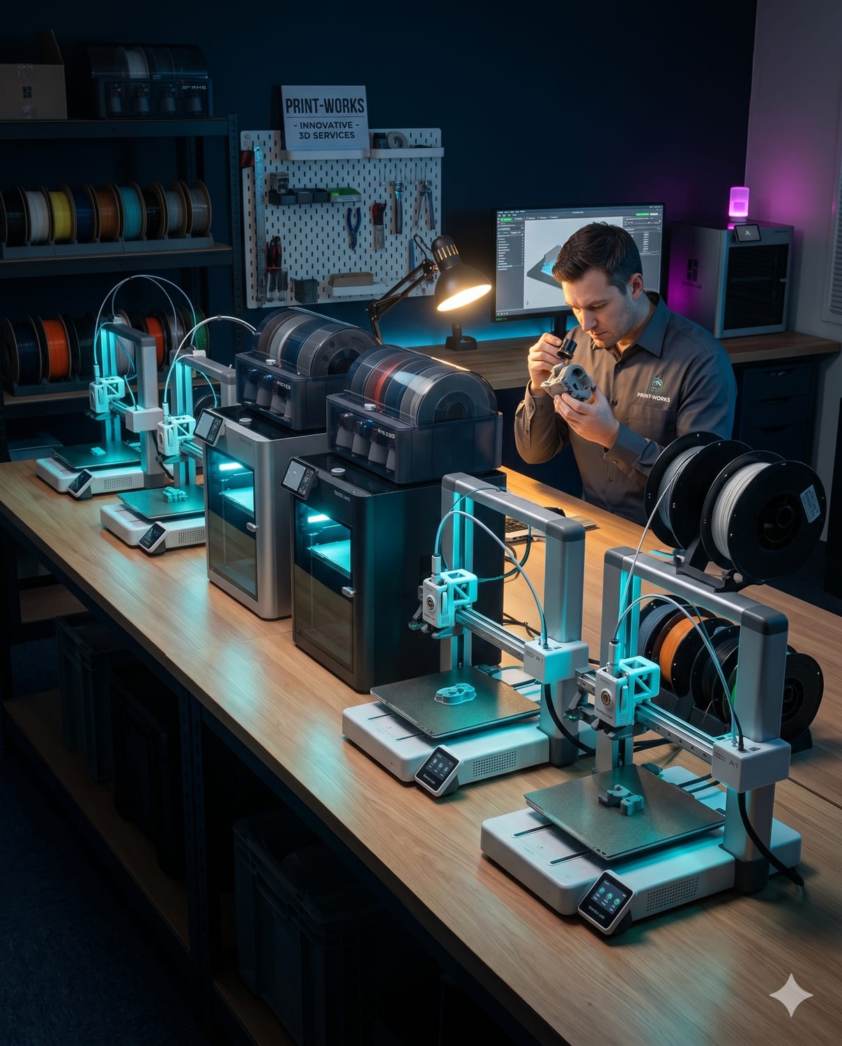 The 3DLab workshop with the in-house printer fleet